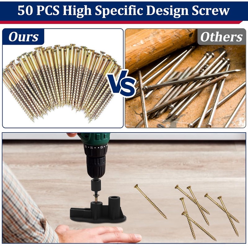 Wallace Forge Squeaky Floor Repair Kit with 50 Screws and 5 Tools, Floor Fix Screws Kit for Most Wood Floors, Eliminate Squeaky Noise Under Carpeted Floors, Hardwood, Vinyl, and Linoleum Floors, Squeak No More Set - Image 5